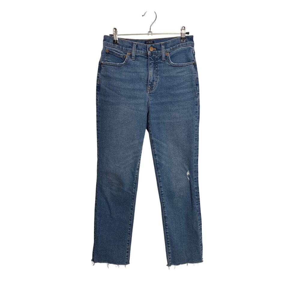 J. Crew Jeans Womens 25 Blue Essential Straight High Rise Cropped Raw Hem